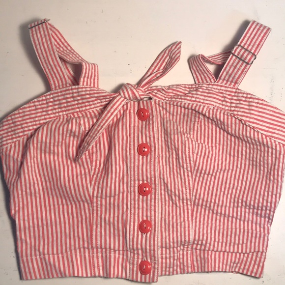 Striped Coral Pin up Top - Picture 1 of 2